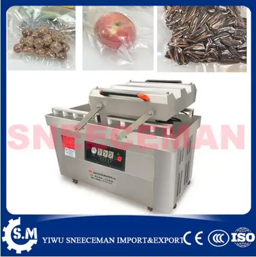 XMDZ-500-2 automatic stainless steel dry-wet food vacuum sealing machine commercial double room cooked vacuum sealing machine