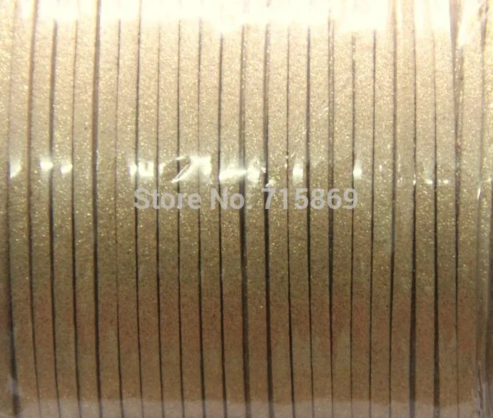 Free Ship 100 Meters  5mm x 1.5 mm Metallic Light Gold Faux Leather Suede Leather cord