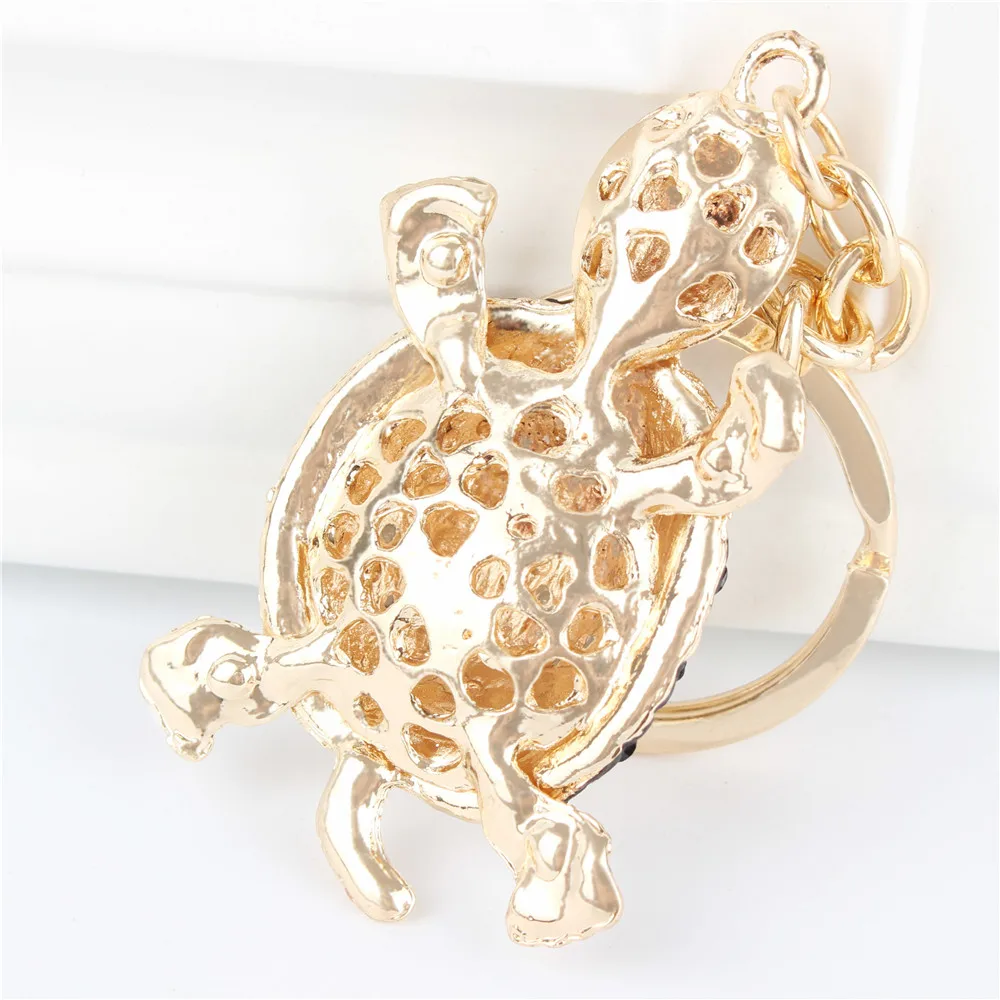 Green Tortoise Turtle Pendant Charm Rhinestone Crystal Purse Bag Keyring Key Chain Wedding Party Gift