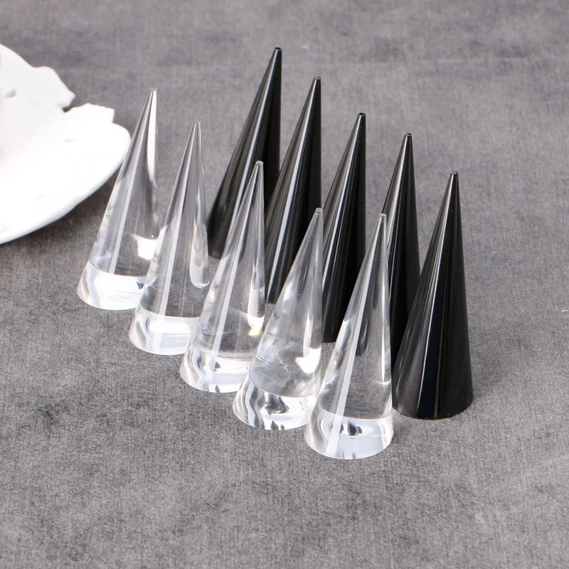 5Pcs Acrylic Finger Cone Ring Stand Jewelry Display Holder Show Case Organizer Ring Dispaly Stand New Arrival