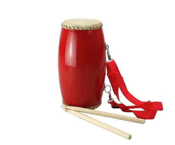 Chinese Folk Dance Waist Drum Traditional Festival Performance 15*32cm Yangko Red Classical