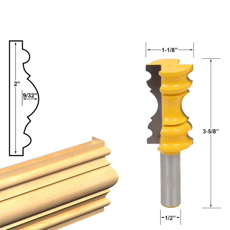 1pcs Large Elaborate Chair Rail Molding Router Bit - 1/2