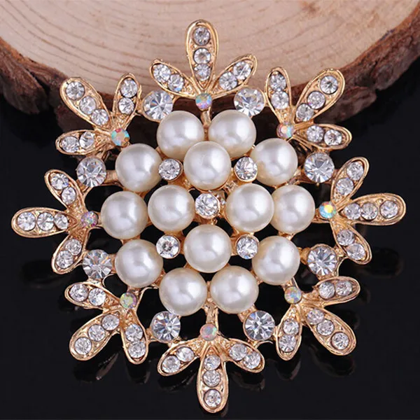 Pearl Flower Brooch Crystal Jewelry Top Quality Factory Direct Sale Cheap Price Elegant Party Costume Jewelry