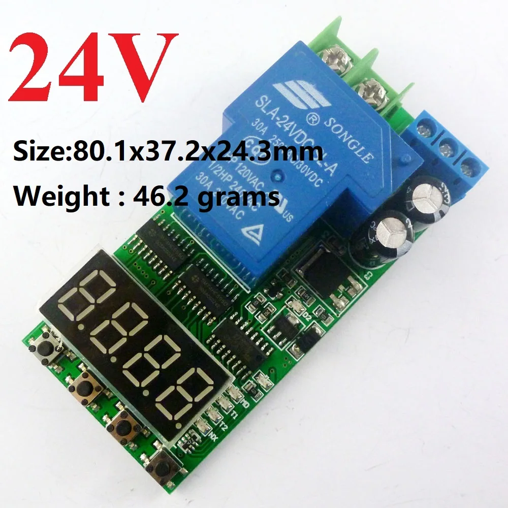 30A Multifunction 5PCS  DC 24V  Timer Delay Relay Module High Power On/Off Adjustable for PLC Motor LED Pump