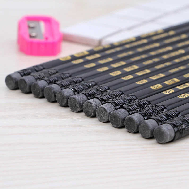 

72pcs standard carbon black pencil high quality solid color pen HB professional drawing pencil to send pencil sharpener