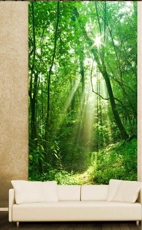 The custom 3D murals,fresh Sunshine green forest porch background murals,living room sofa TV wall bedroom wall paper