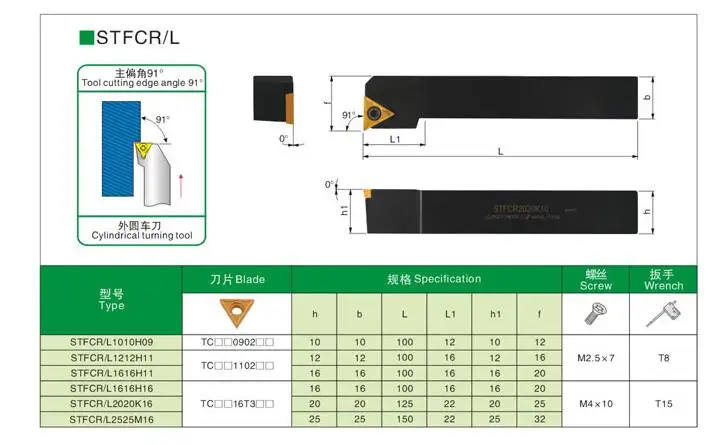 STFCR1212H11 STFCR1616H11 STFCR1616H16 STFCR2020K11 STFCR2020K16 STFCR2525M16 STFCL2020K16 STFCL CNC External Turning tools