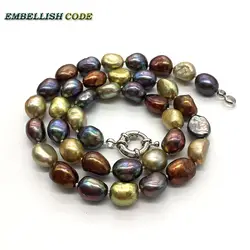 selling well Hong Kong Peacock blue brown yellow wonderful baroque Irregular pearls natural freshwater pearl choker necklace