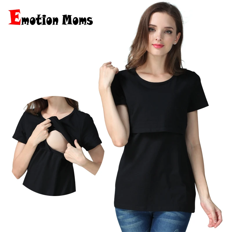 Mommy Nursing Dress Maternity Tops Breastfeeding Clothes Short Sleeve Cotton Blend Nursing Shirt Lactation Blouse Big Size S-XXL