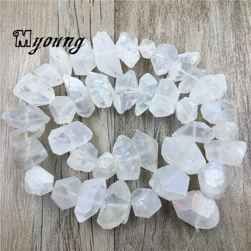 Faceted Crystal Quartz Titanium Nugget Beads For DIY Jewelry Making MY1988