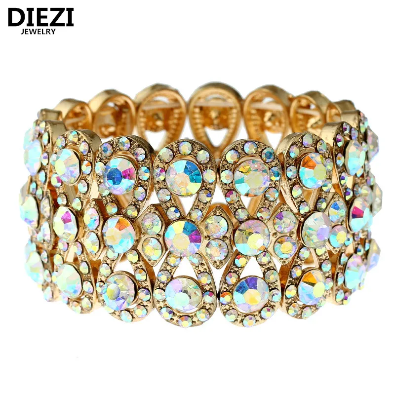 DIEZI Vintage Luxury Fashion Gold Color Arm Wide jewelry Men Metal Crystal Wedding Bangles Women Bracelets & Bangles Men Jewelry