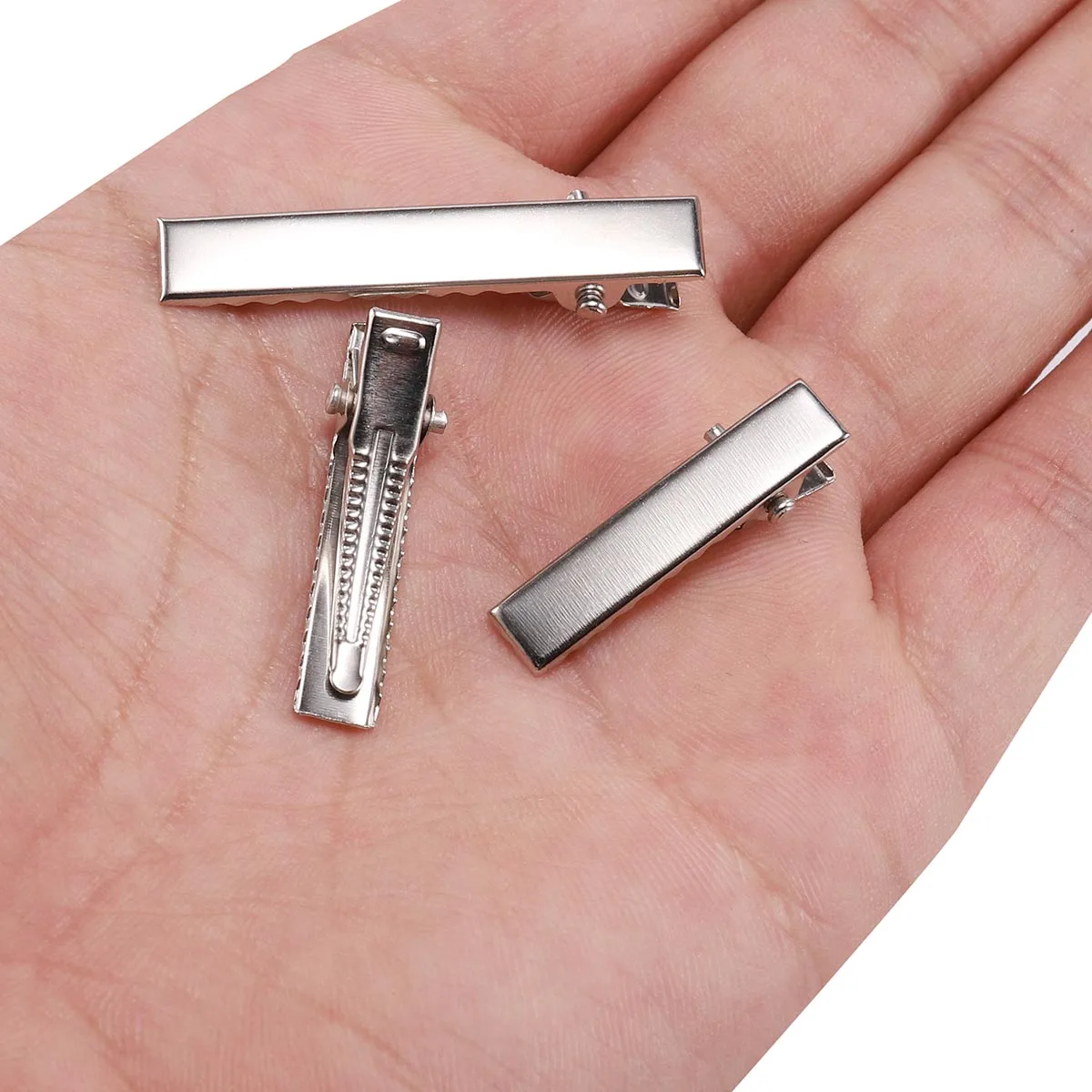 20/50 Stück 30/40/45/55/75/100 mm flache Metall-Einzelzinken-Alligator-Haarnadel-Clip-Basis für DIY-Haarspangen, Schmuckherstellung, Zubehör – Detail 8