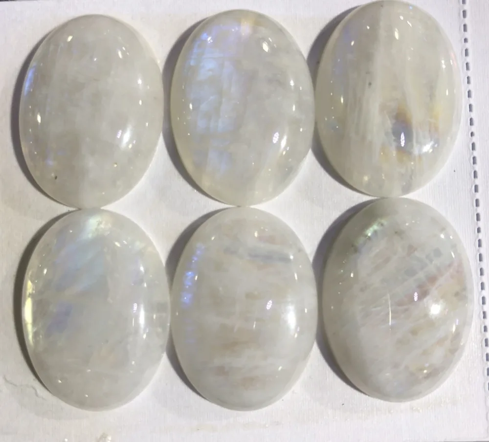 100% Natural Rainbow Moonstone Cabochon 22x30mm Oval Gem CAB Ring Face Pendant,1 piece