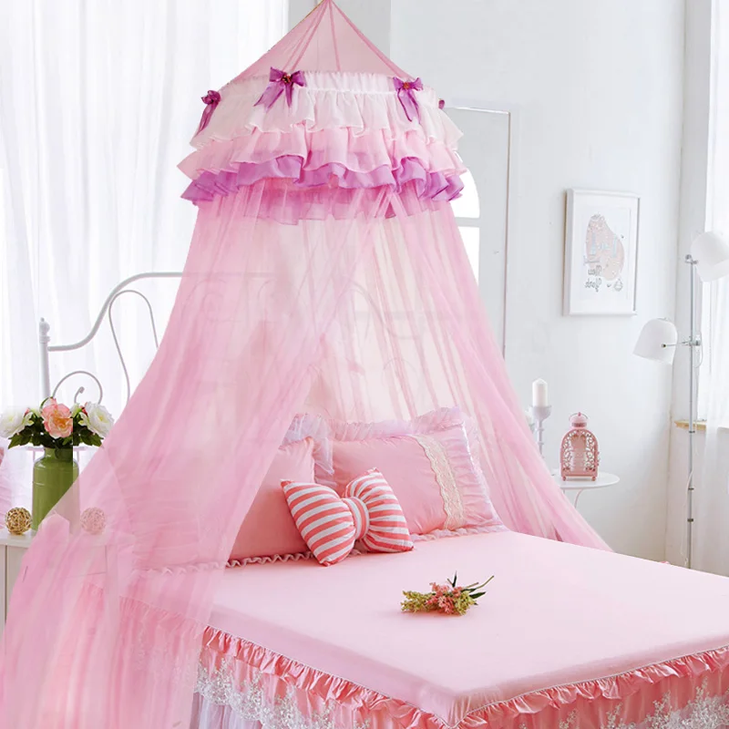 

New Children Mosquito Nets Single Double Hang Dome Princess Netting 1.35m/1.5m/1.8m Bed Canopy for Kids Baby Romantic Tents