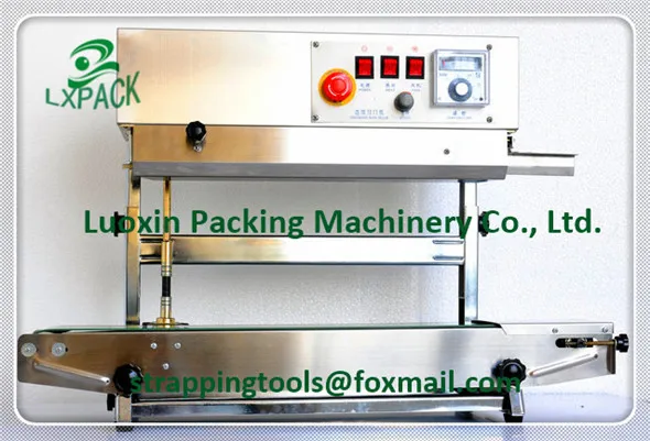 LX-PACK Brand Lowest Factory Price continuous heat sealer continuous poly bags band sealing machine aluminum foil date stamp