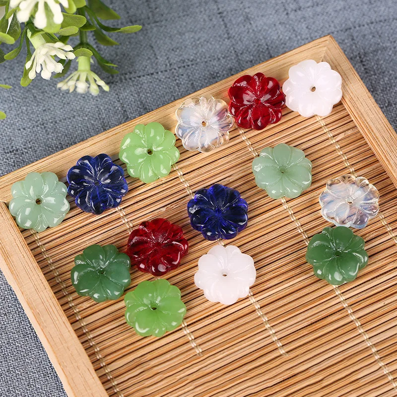 10pcs 15mm Plum Flower Lampwork Beads Multi Color Petal Glass Beads For Jewelry Making Material Handmade DIY Accessories