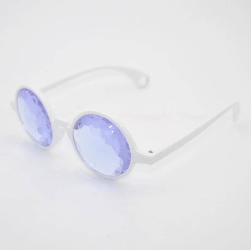 White frame Purple Glass lens kaleidoscope glasses