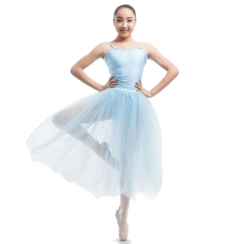 Novo tutu de balé romântico azul pálido para adultos/crianças, tutu profissional de serenade, fantasia de performance de palco de bailarina para meninas