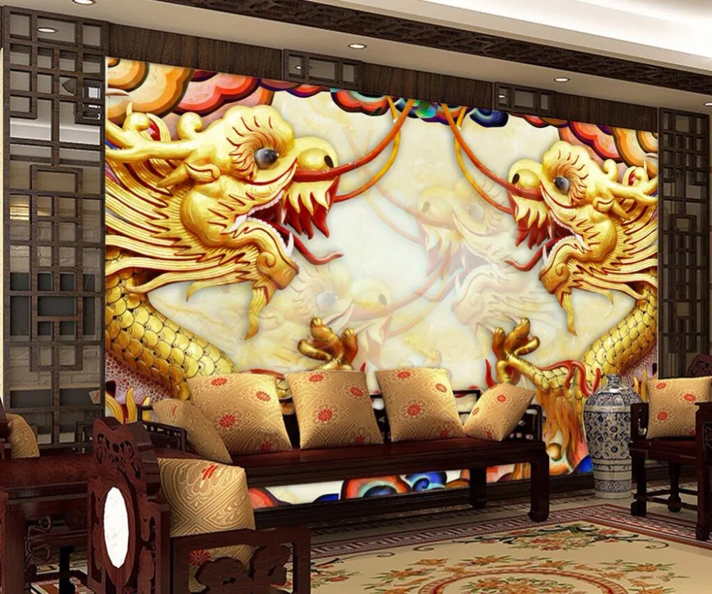 

Beibehang Custom Wallpaper Chinese Dragon 3D Stereo Mural TV Background Wall Living Room Bedroom Background Mural 3d wallpaper