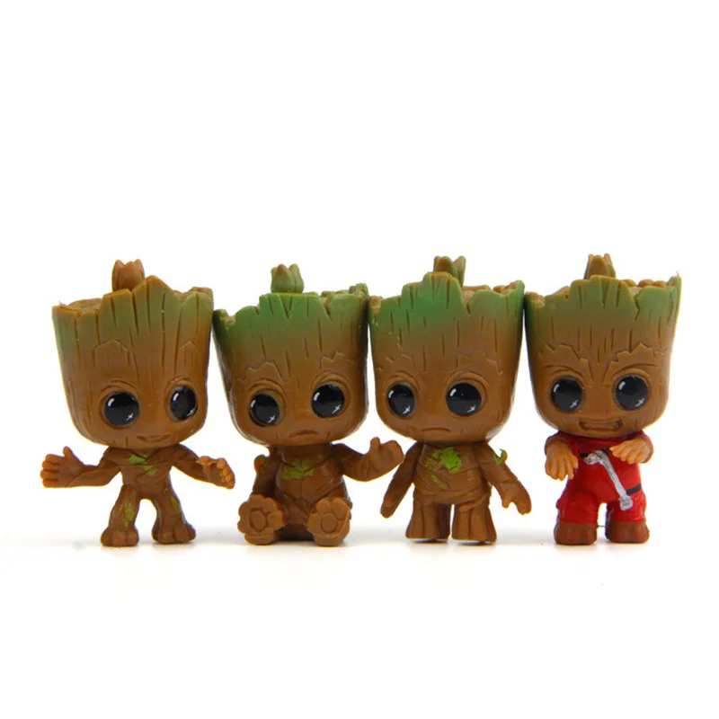 Kawaii Capsule toys 4pcs/set Disney Brinquedos Guardians Of Galaxy Baby groot Tree Model Action Figures toy for kids Xmas gift image 2