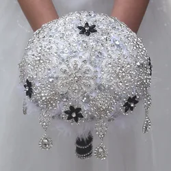 Scintillante di Lusso Spilla Bouquet Da Sposa Decorazione di Cerimonia Nuziale Fiori di Cristallo Pieno di Strass Sposa Bouquet Da Sposa Azienda Fiore