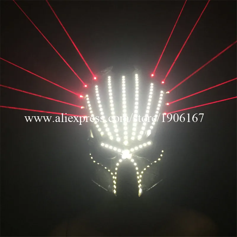 5 Pcs Led Luminous Laserman Mask Illuminate Stage Performance Headwear Red Laser Masquerade Party Masks