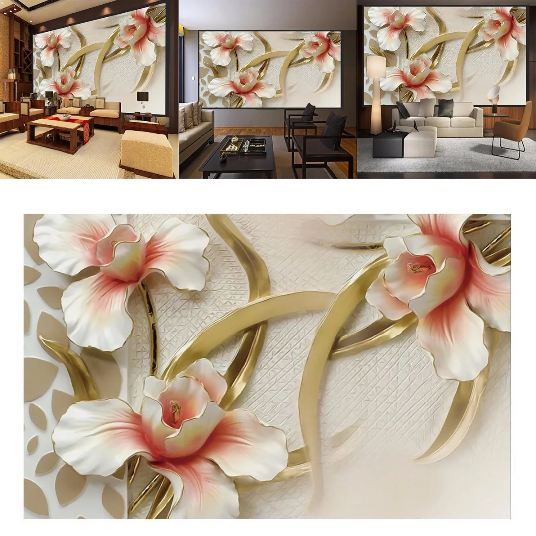 

New 3D Large Modern Lily Flower Wall Paper Bedroom Mural Roll Wall Background Home