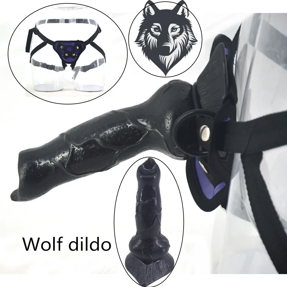 FAAK Strapon dildo animal wolf dildo removable sex toys for women strap on penis harness dick dog penis vagina stimulate toy