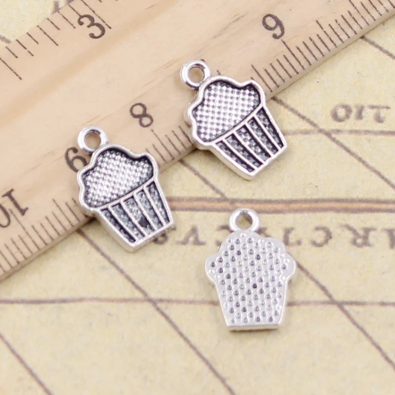 20pcs Charms Cupcake Ice Cream 15x10mm Tibetan Silver Color Pendants Antique Jewelry Making DIY Handmade Craft