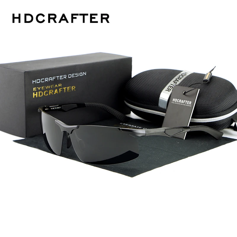 HDCRAFTER Men's Rimless Driving Sunglasses Polarized Aluminum Magnesium Mirror Sunglass Fashion Eyewear oculos de sol masculino