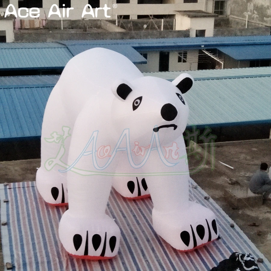 Giant Animals Model Inflatable Polar Bear Replica Huge Walking Cartoon Sea for Winter Advertising Attractive Promotion