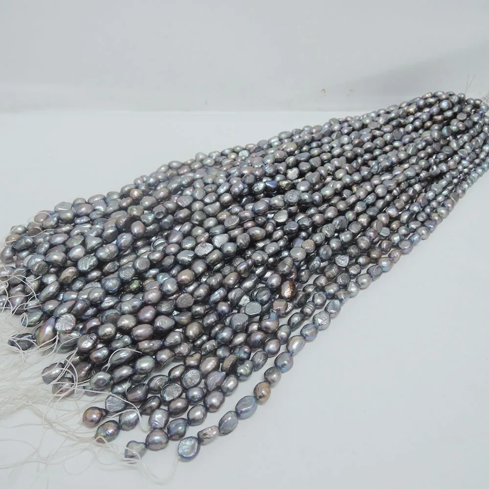 7-8 mm 100% Real freshwater loose pearl beads,gray color pearl ,baroque shape-high luster-AAA pearls