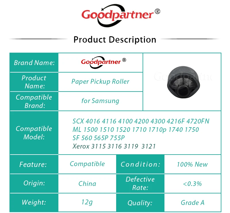 2X JC72-01231A 022N02016 Rullo di prelievo per Samsung ML 1500 1510 1520 1710 1740 1750 SCX 4016 4116 4216 4216F 4100 4200 4220 4300