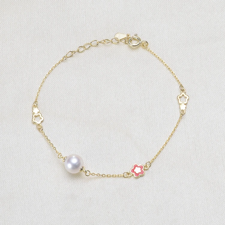 Elegant Flower Pearl Bracelet Components S925 Sterling Silver Pearl Bracelet Chain Accessory Silver&Gold Color 3Pcs/Lot