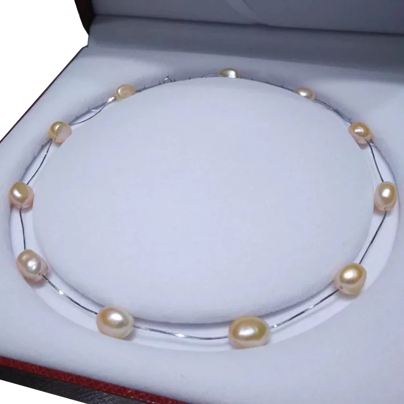 chokers necklace made of 100% NATURE FRESHWATER PEARL-high quality baroque freshwater pearl ,925 SILVER WITH white gold plating