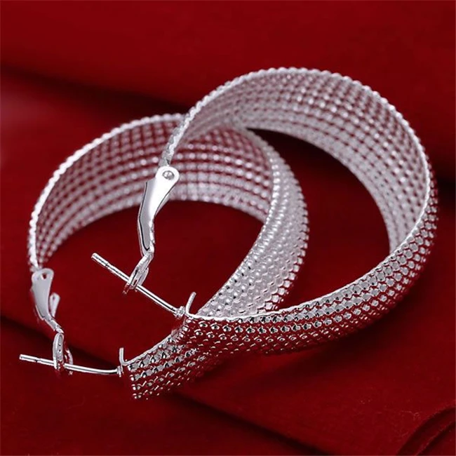 Web Earrings Pretty S925 Sterling Silver Color Earrings For Women Wholesale Charm Wedding Christmas Gifts Fashion Jewelry