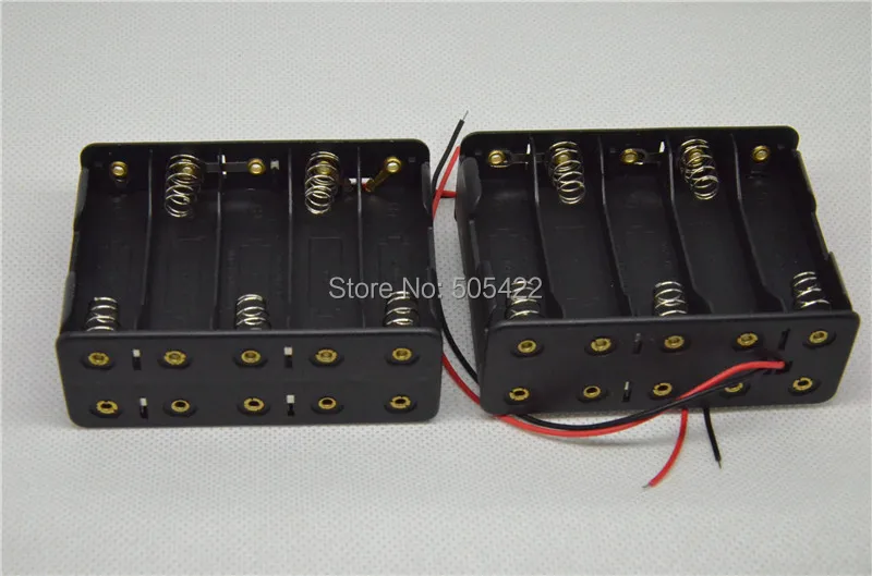 100pcs/lot New 10 AA 2A Battery Storage Box 15V Clip Holder Case with Wire Leads Wholesale