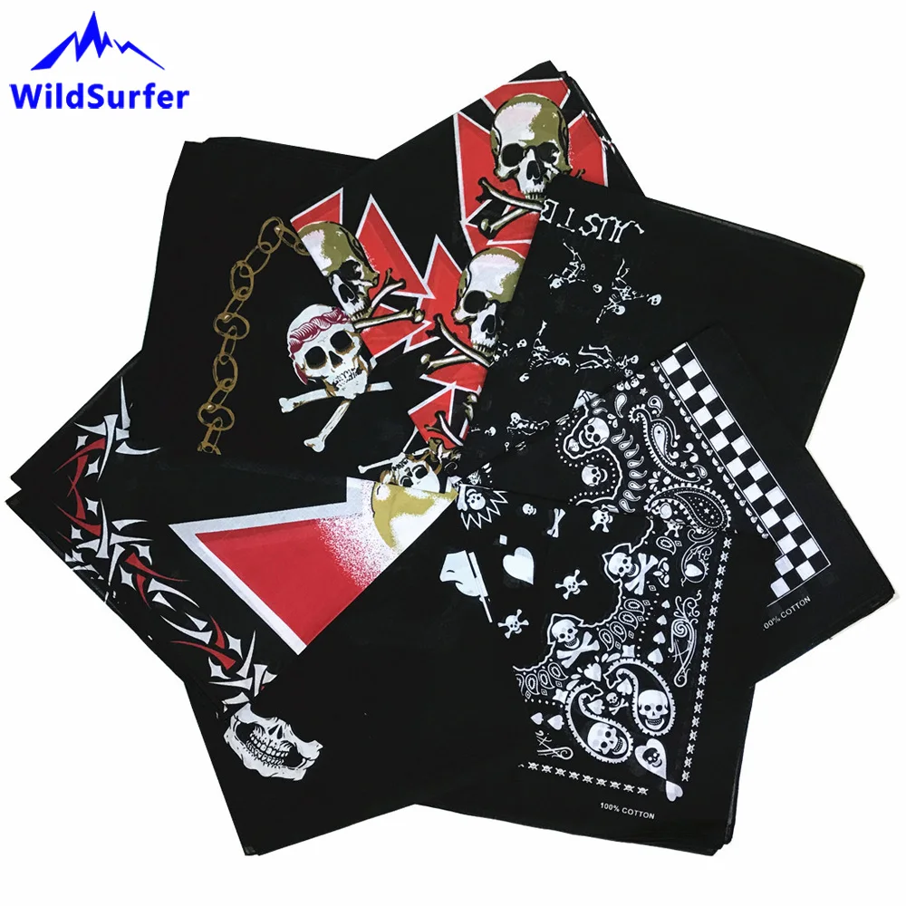 Hip-hop Headscarf Skull Hiking Scarves 100% Cotton Bandana Running Neck Scarf Cycling Balaclava Durag Hip Hop Headwear Babushka