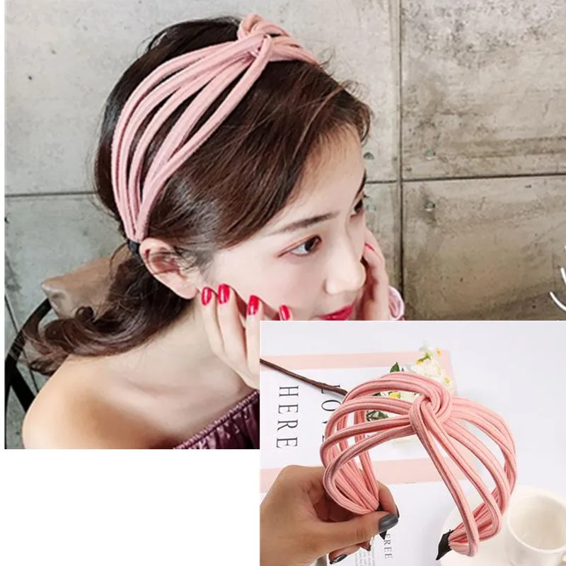 Yellow Wide Hairband for Women Hair Accessories Hairband Headband Knot Face Washing/Make Up Hairband Adults Solid Head Band