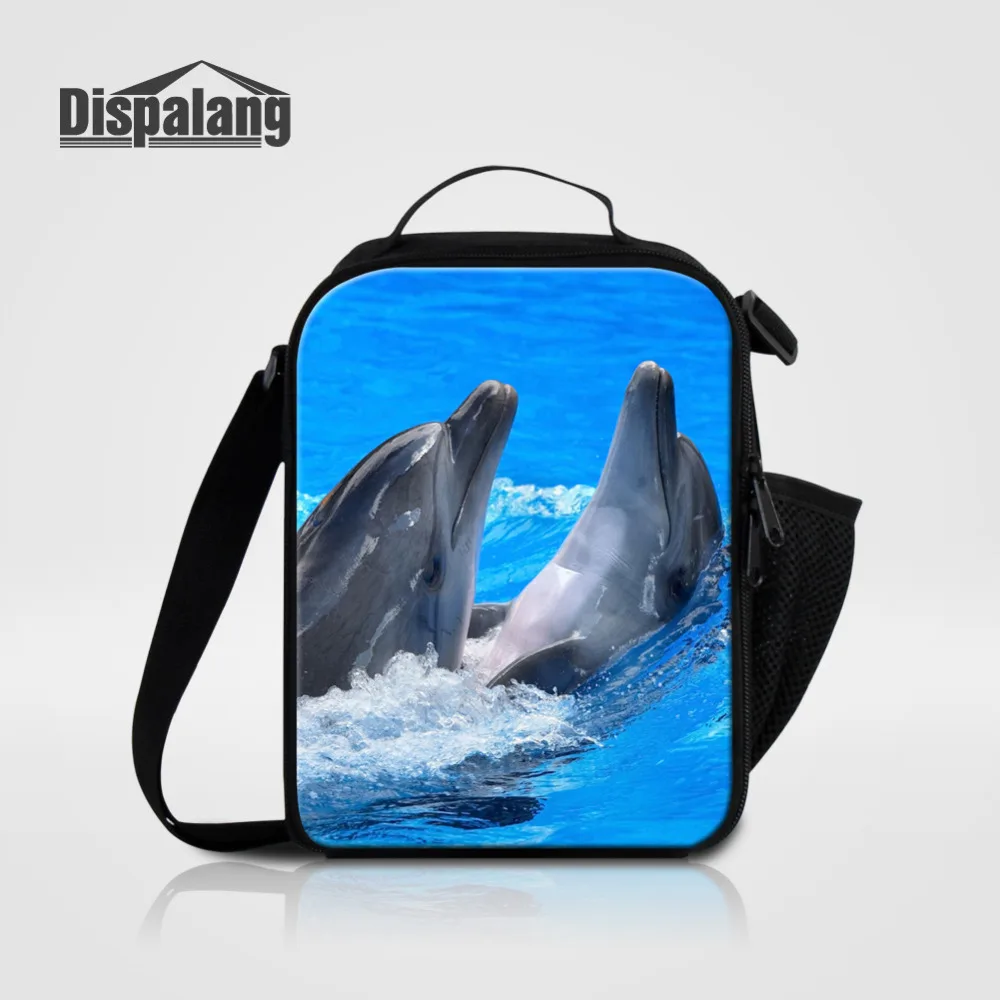 

Dispalang Lunch Bag For Kids Girls Dolphin Animal Print Cooler Lunch Box For Children Boys Shoulder insulated Picnic Food Bag