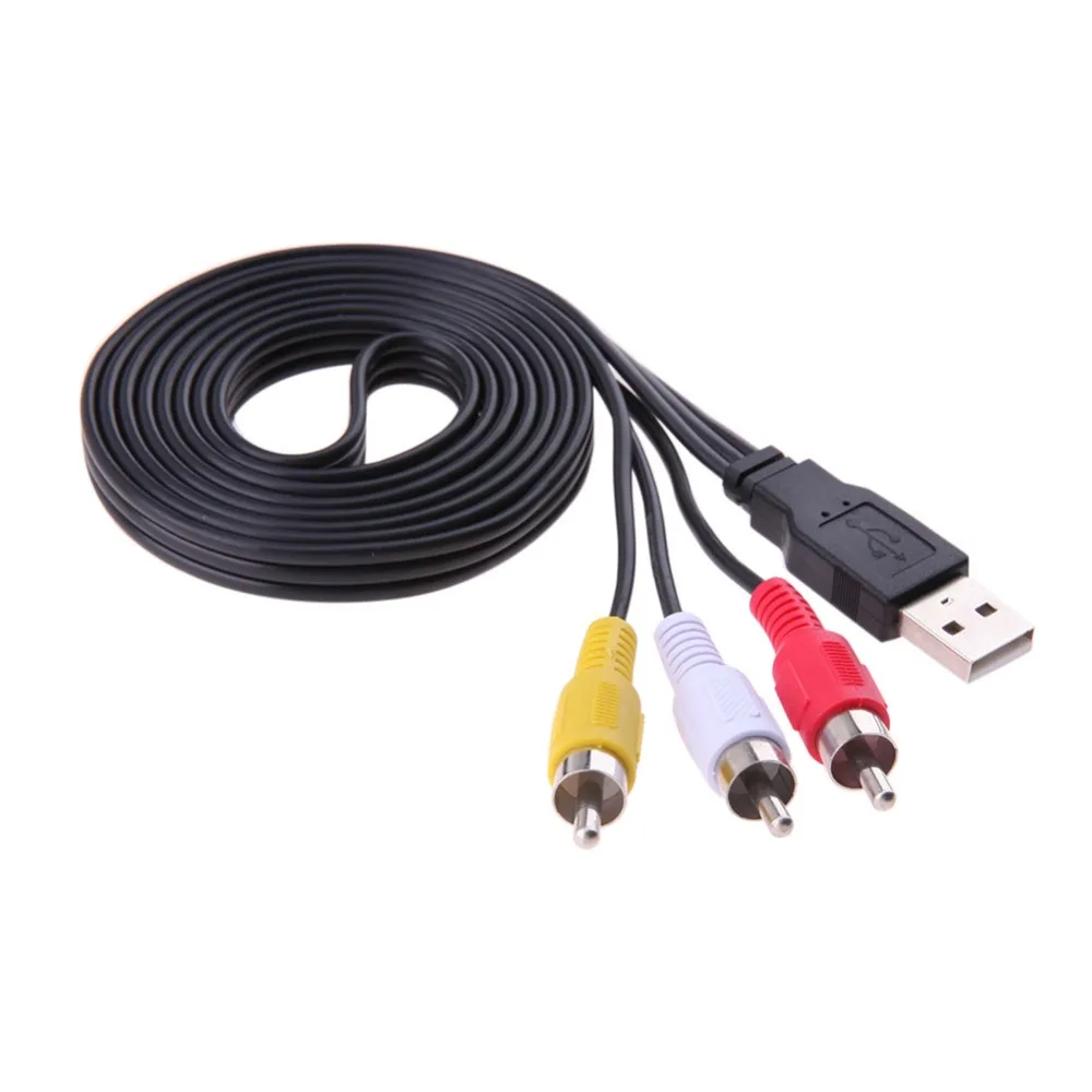 ALLOYSEED 1.5 m/5FT USB męski A do 3 RCA męski AV A/V adapter do kabla USB do RCA audio wideo przewód konwertera przewód do telewizora HDTV HD