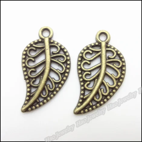 

250pcs Vintage Charms Leaf Pendant Antique bronze Fit Bracelets Necklace DIY Metal Jewelry Making