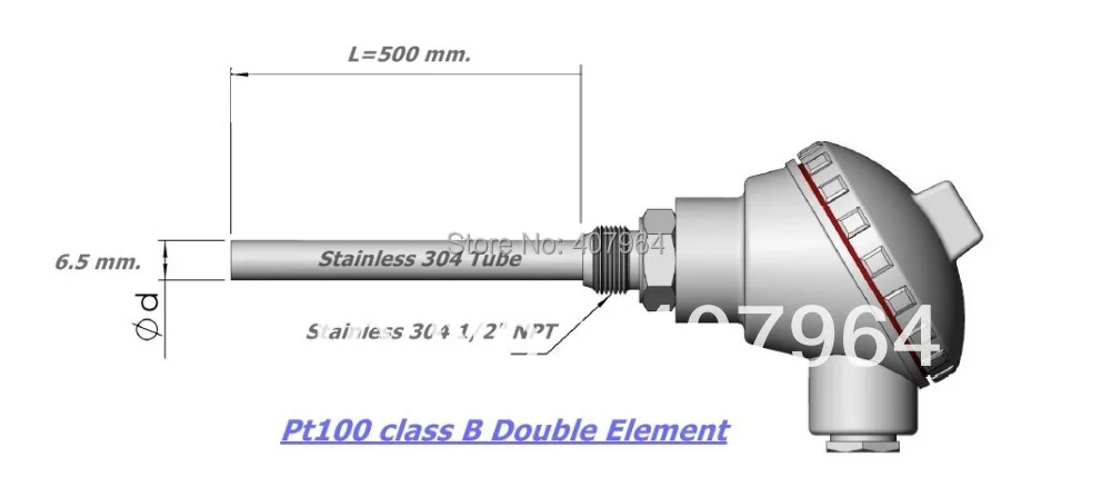 

pt100 thermal resistance double element Class B