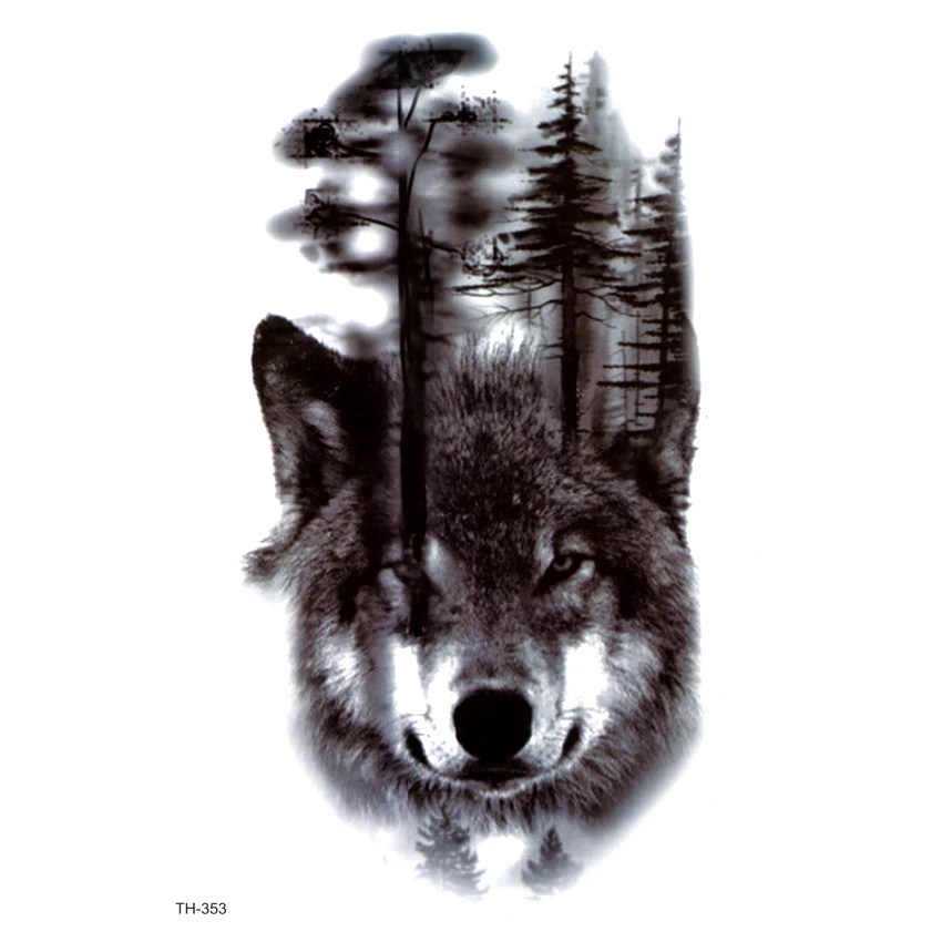 5 Styles Wolf Waterproof Temporary Tattoo Sticker On Body  Art Tattoo Fake Tattoo Sleeve Clock Tatouage Henna Tatoo Sleeve