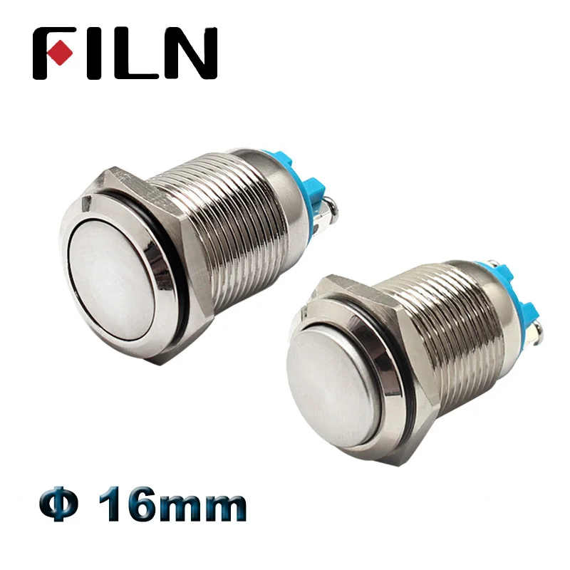 

16mm flat head high head push button switch 1NO latching switch push button on off Screw Terminal
