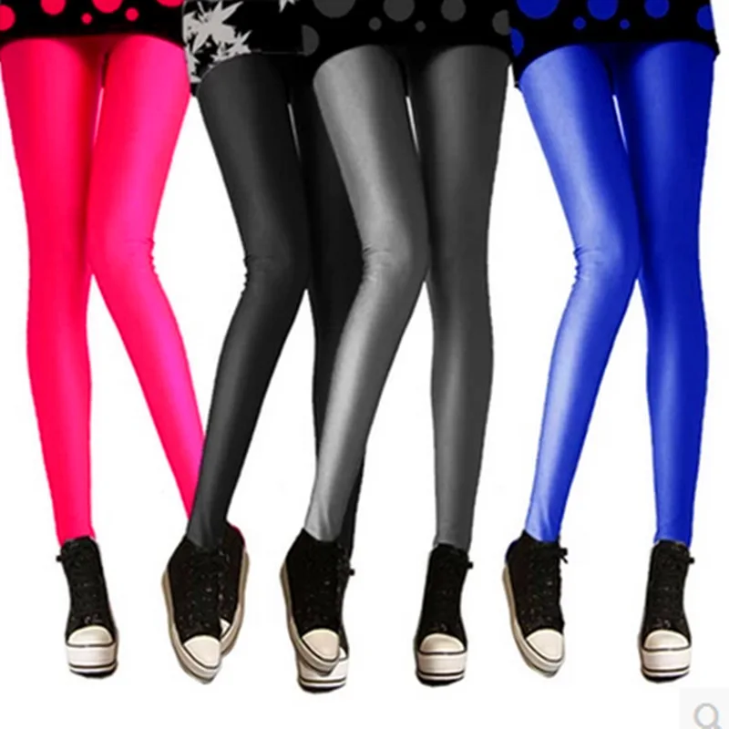 Sexy Solid Candy Neon Women Spring Summer Leggings High Stretched Jeggings Fitness Clothing Ballet Cropped Leggin