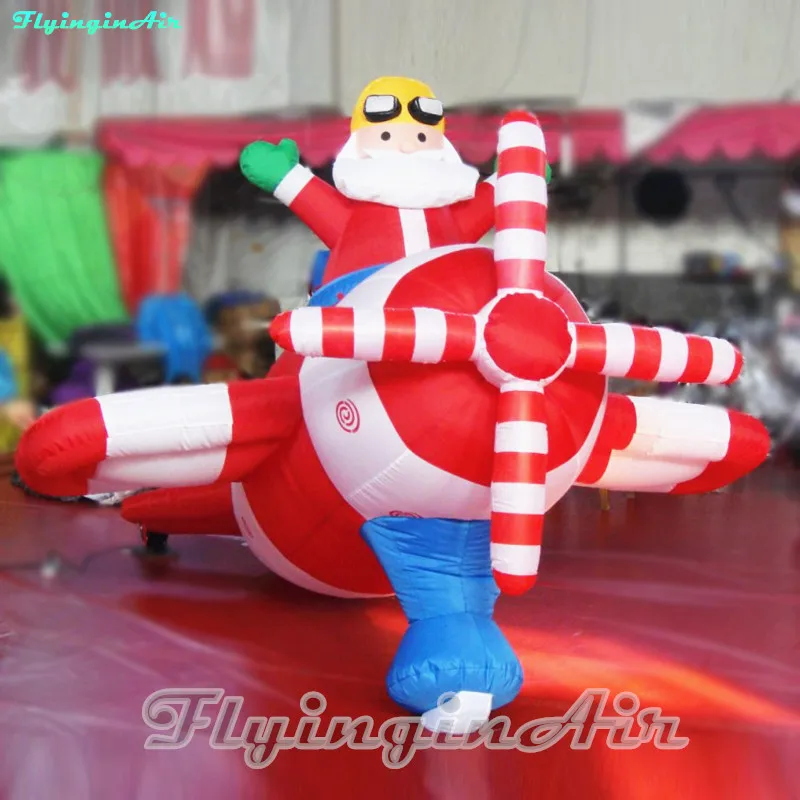 Customized 3m Pilot Santa Claus/ Inflatable Santa with Airplane for Christmas Decoration