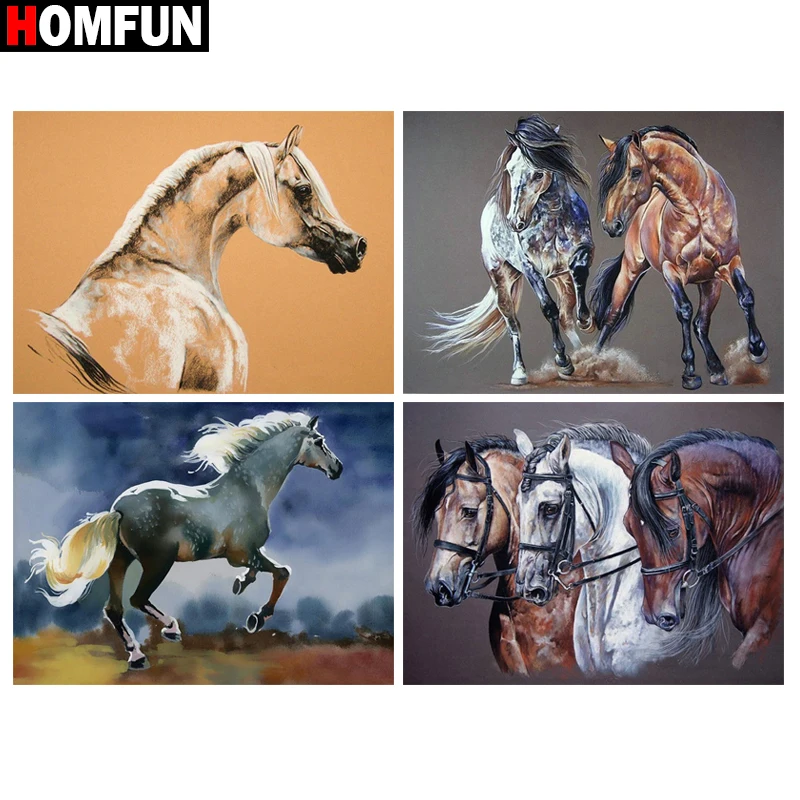 

HOMFUN Animal horse Diamond Embroidery Full Kit 5D DIY Diamond Painting Cross Stitch Picture Rhinestones Wall Decoration