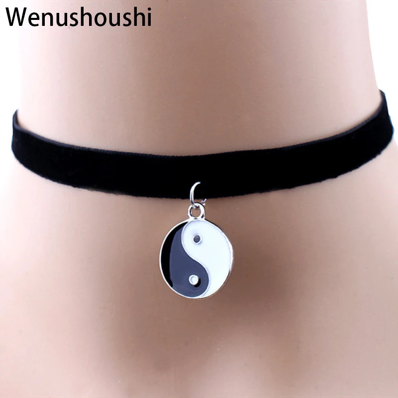 Ethnic Tai Chi Gossip chokers necklaces for women Japan Harajuku jewelry alloy drop ship ok wufj039