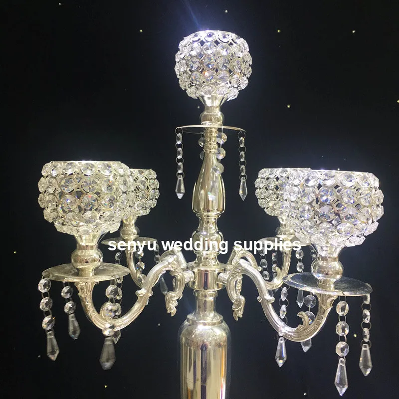 10pcs 100cm tall 5 Arms Candelabra Centerpieces For Wedding Table  Centerpiece Crystal Candle Holder